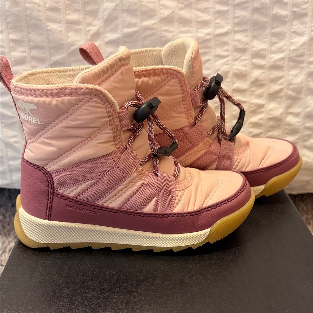 Sorel Kids Pink and Burgundy Waterproof Winter Boots